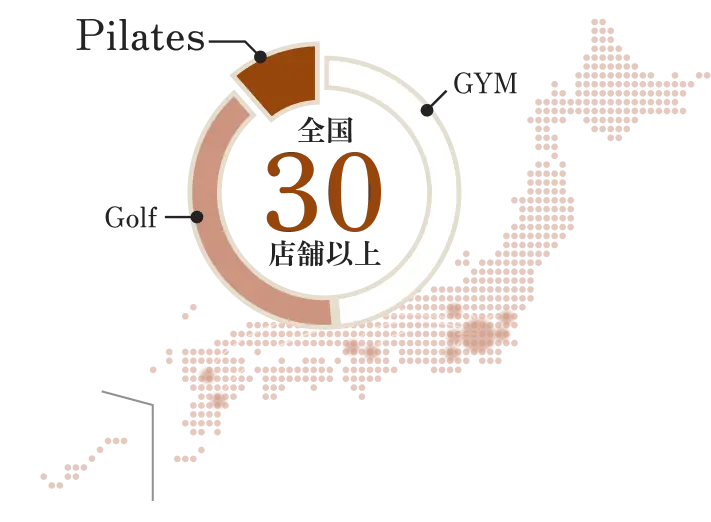 全国に様々30店舗あることを表す図