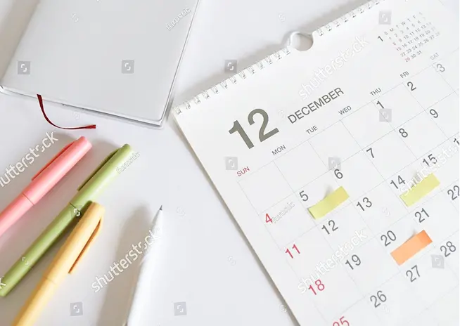 スケジュールを記載しているカレンダー